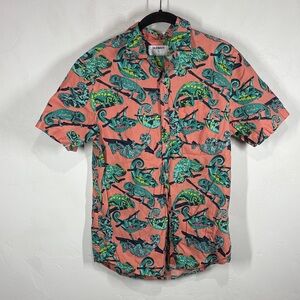 Old Navy Chameleon Print Shirt - Coral and Green size small